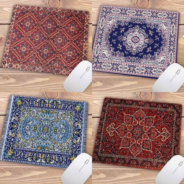 Mouse Pad Blue 22X18cm Persian Tribal Carpet Computer Office Desk Non Slip Mat Carousel 5