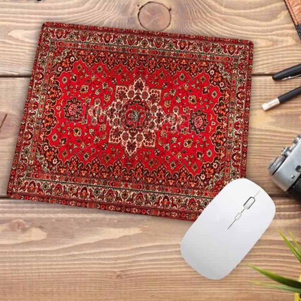 Mouse Pad Red 22X18cm Persian Tribal Carpet Non Slip Mat For Desk Office Use De Carousel 2