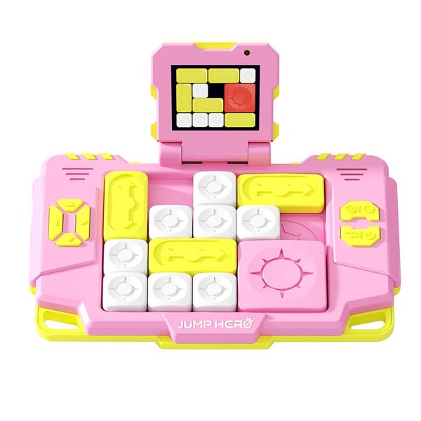 Huarong Road Puzzle Electronic Brain Teaser Toy for Stress Relief-Pink Carousel 1