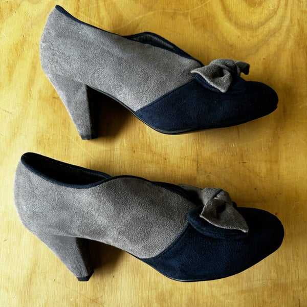 Chaussure Classique Merci Shoes Gray/Navy Rockabilly Style Heels Size 40 Carousel 2