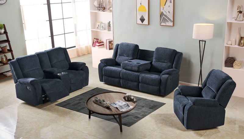 ALTO Reclining Sofa (Denim Blue) - 2 Seat with Cup Holders and Storage (2RRC) Carousel 1