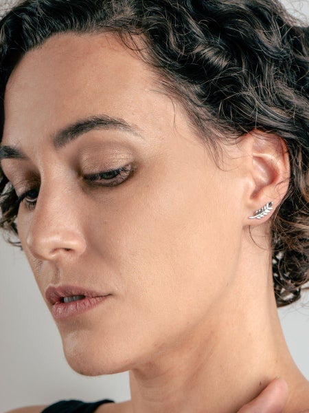 Sterling Silver Fern Stud Earrings Carousel 3