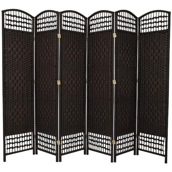 Room Divider Bamboo Woven 6 Panel Black Carousel 1
