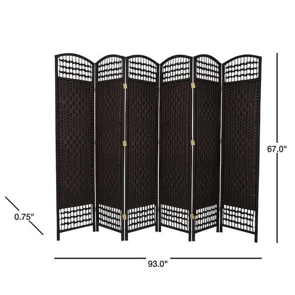 Room Divider Bamboo Woven 6 Panel Black Carousel 2