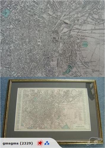 Vintage Map of Shefield England , incl Street Index^ Carousel 1