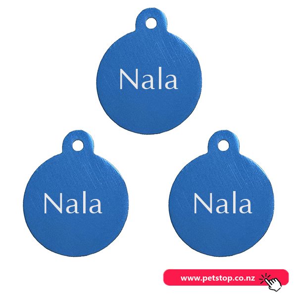 Pet Name Tag - "Nala" - Large Blue Circle 3pk Carousel 1