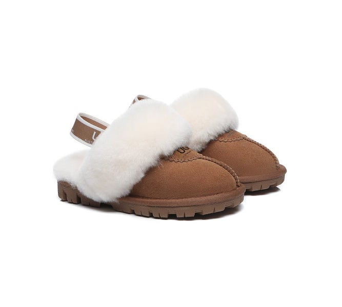 AUSTRALIAN SHEPHERD(R) UGG Kids Sheepskin Wool Slingback Slippers Waffle Plus Carousel 1