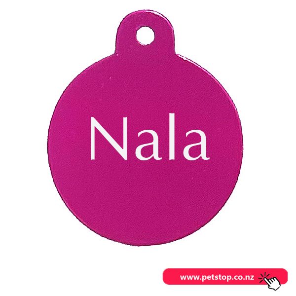 Pet Name Tag - "Nala" - Large Pink Circle 1pk Carousel 1
