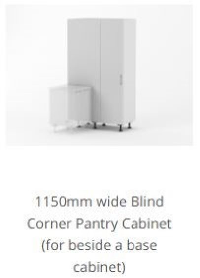 Melamine White - 1250mm wide Blind Corner Pantry - for beside a base cabinet Carousel 3