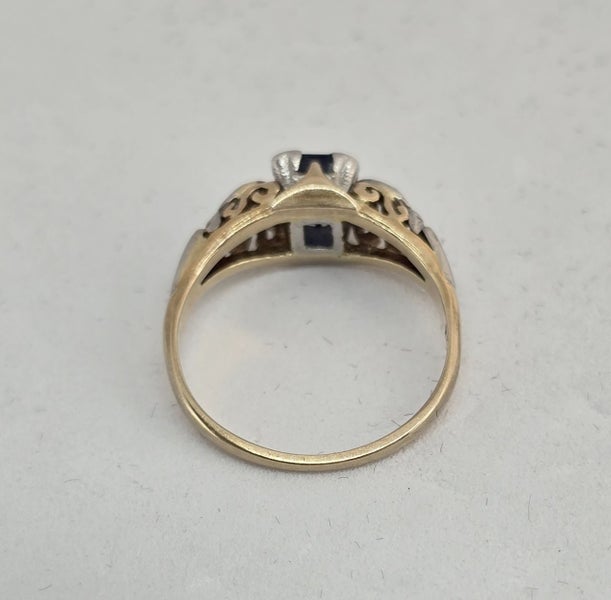 Vintage 1920's Ceylon Sapphire and Diamond 18ct trilogy handmade Carousel 8