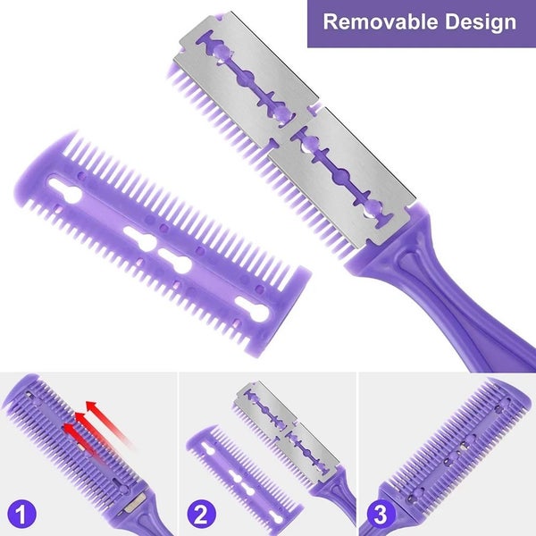 3 Pcs Hair Razor Combs Double Side Hair Cutting Comb random colors Carousel 2