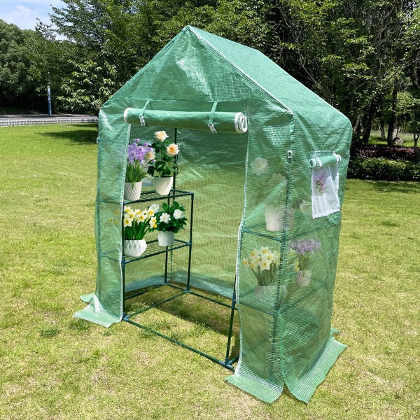 EcoPro 143 x73 x 195cm Walk-in Mini Greenhouse PE Cover Plant Garden Shed Carousel 2