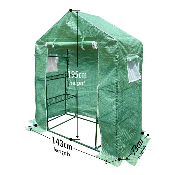 EcoPro 143 x73 x 195cm Walk-in Mini Greenhouse PE Cover Plant Garden Shed Carousel 10