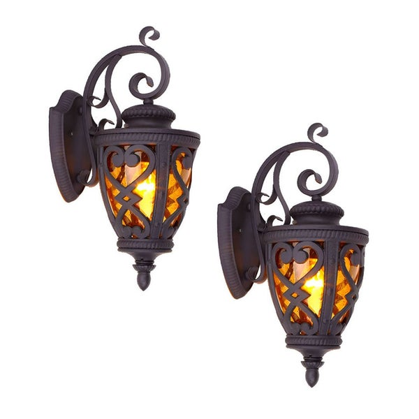 Vintage Lantern 2X 57cm Outdoor Antique Bronze Wall Sconce Classic Rustic Ext... Carousel 1