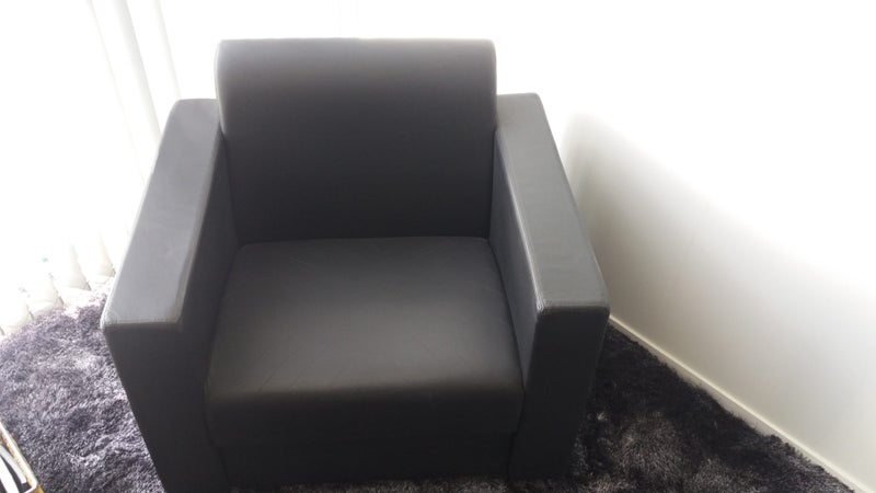 Armchair - Carlo Style Chair - Black Vinyl leather Carousel 1