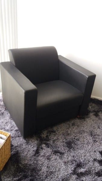 Armchair - Carlo Style Chair - Black Vinyl leather Carousel 3