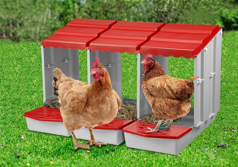 3 Hole Chicken Nesting Box Roll Away Chook Hen Laying Boxes Modular Nest House Carousel 2