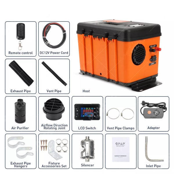 5KW-8KW bluetooth Diesel Air Heater 12V Caravan W/ 240V AC Converter PPAP Carousel 2