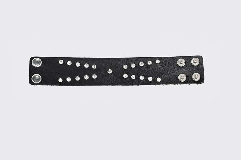 Luxe Crystal-Studded Leather Bracelet Carousel 2