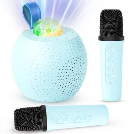 Mini Karaoke Machine for Kids Bluetooth Speaker with 2 Wireless Mic,Portable Mic Carousel 1