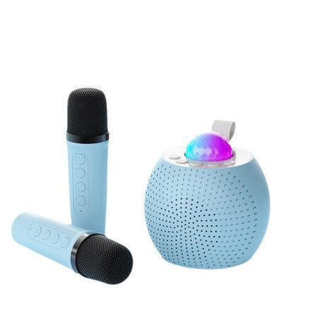 Mini Karaoke Machine for Kids Bluetooth Speaker with 2 Wireless Mic,Portable Mic Carousel 8