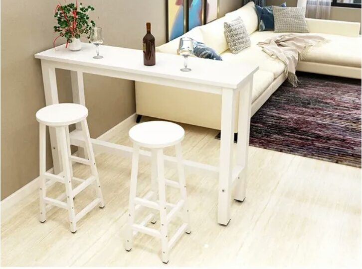 BAR TABLE 140*40*100CM Wood color TOP AND WHITE FRAME Carousel 1