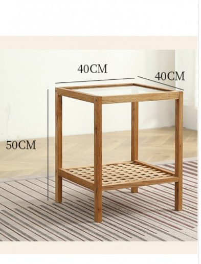 Kaius Side Table Glass Top - Natural wood finish *40% OFF Carousel 5