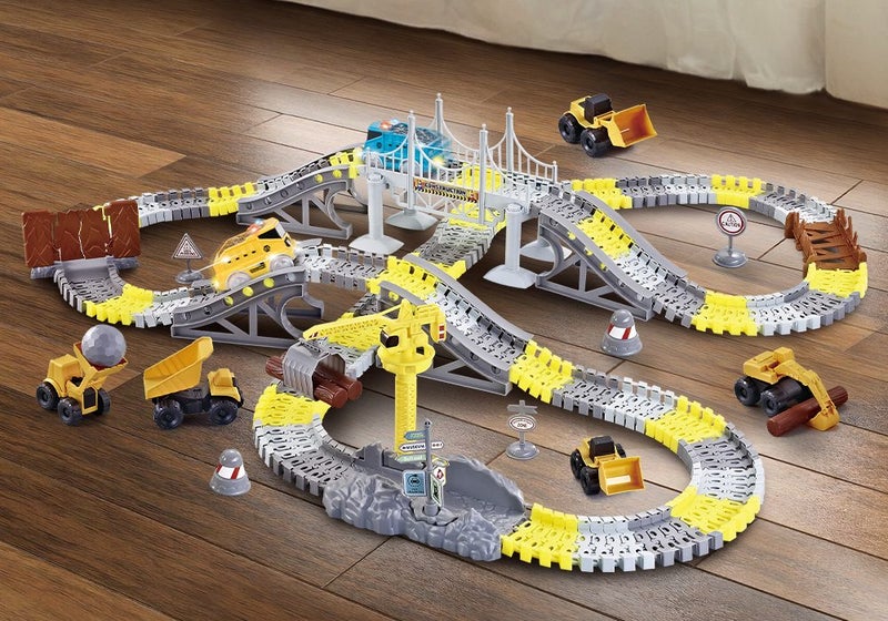 Kids Race Track Car Toys Play Set Construction Truck Carousel 1