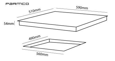 Parmco Cooktop 600mm, Stainless Steel Plate, 4 Burner Carousel 2