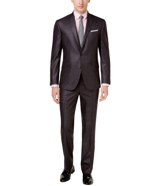 Kenneth Cole Mens Basketweave Two Button Formal Suit Carousel 1
