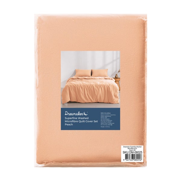 Dreamaker Washed Microfibre Duvet Cover Set Peach Double Bed Carousel 15