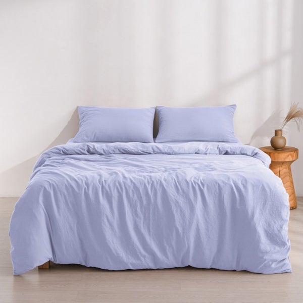 Dreamaker Washed Microfibre Duvet Cover Set Lilac Super King Bed Carousel 1