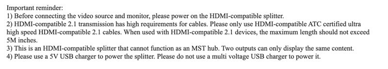 8K HDMI 2.1 HDMI Splitter 1 in 2 Out 8K 60Hz 4K 120Hz Dolby Atmos/Vision HDR Carousel 9