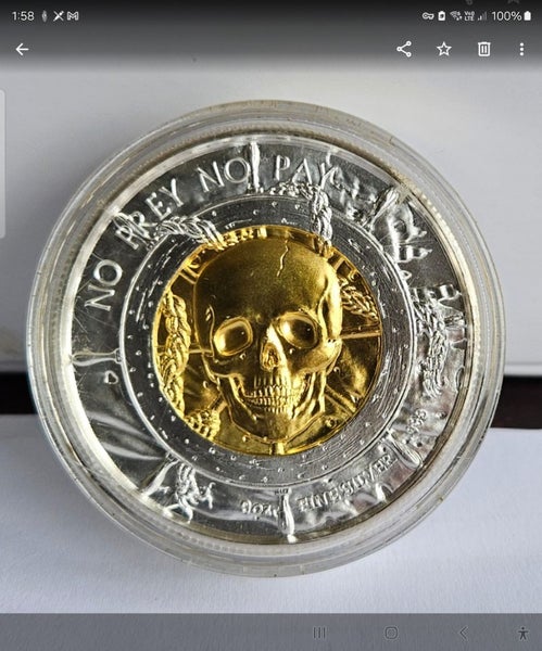 SILVER 2 OZ COIN; .9999 PRIVATEER > 'NO PREY, NO PAY' - $297.45 + COURIER Carousel 1