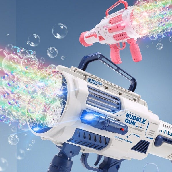 Large Rechargeable Rocket Bubble Gun + Flashlight (43cm) Pink/Blue Carousel 2