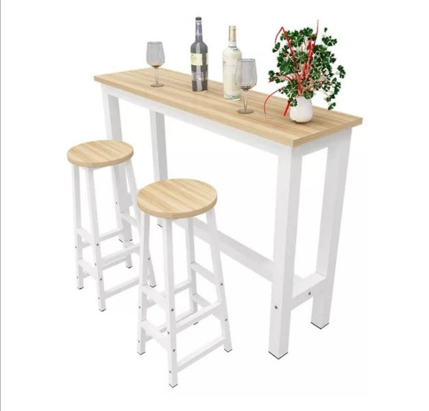 BAR TABLE 100*40*100CM WOOD COLOR TOP AND WHITE FRAME Carousel 1