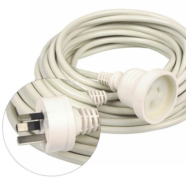 Kensington 5m 2400W AU NZ 240V Power Extension Cable Lead Cord 10Amp Plug White Carousel 3