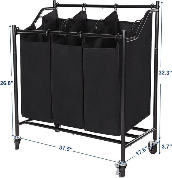 New Heavy Duty Rolling Laundry Cart With 3 Bags Afterpay Carousel 6