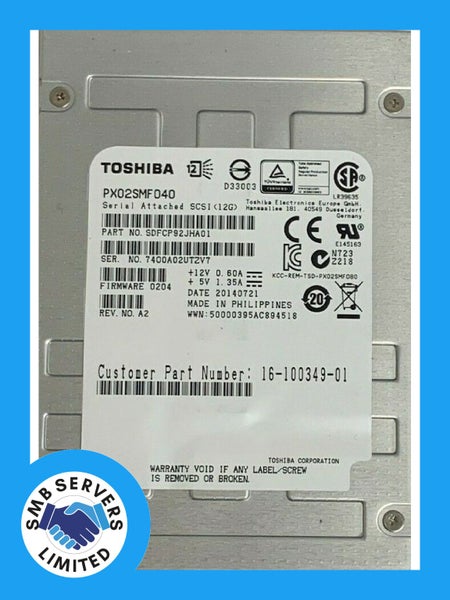 Toshiba PX02SMF040 400GB SAS 12Gb Enterprise SSD Carousel 1