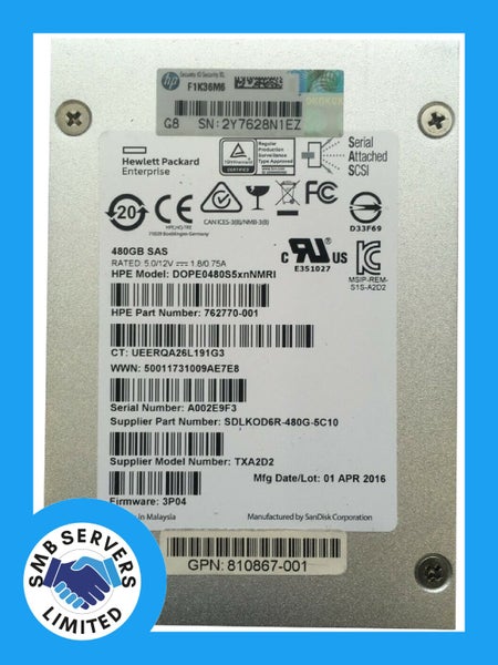 HPE Sandisk Optimus Eco 480GB SAS 6Gb Enterprise SSD Carousel 1