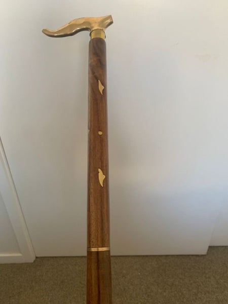 Handmade walking stick brass and wood Carousel 2