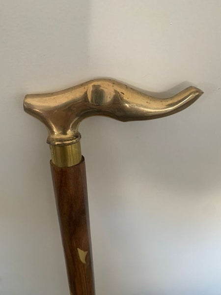 Handmade walking stick brass and wood Carousel 4
