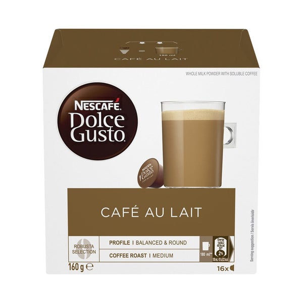 Nescafe Dolce Gusto Cafe Au Lait Coffee Pods Capsules 16 Pack Carousel 1