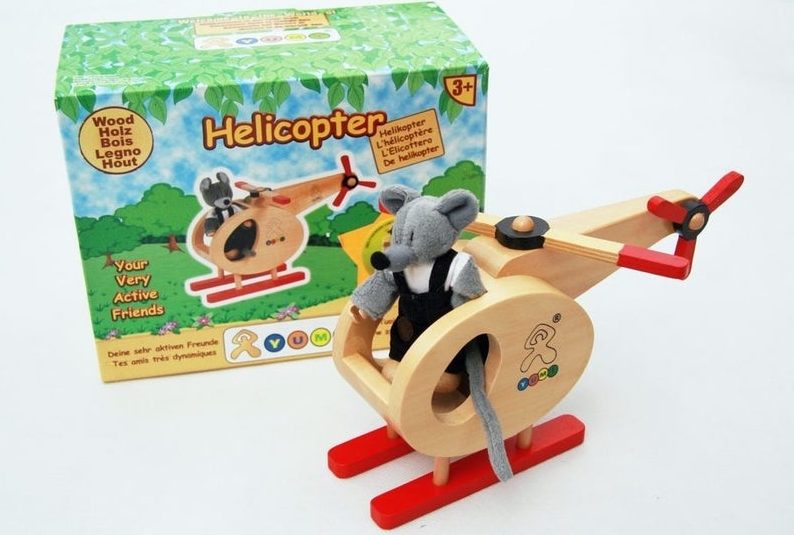 YUMI Wooden Helicopter with Pilot Carousel 1