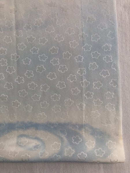 Vintage Woven Floral Blossom Silk Kimono Panel Blue Cloud Printed Fabric Piece Carousel 15