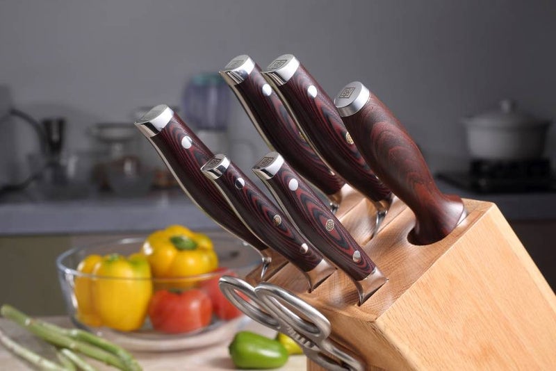 DAMASCUS, Paudin Plume Luxe 7-in-1 block set, Wooden Handle, Razor Sharp Carousel 4