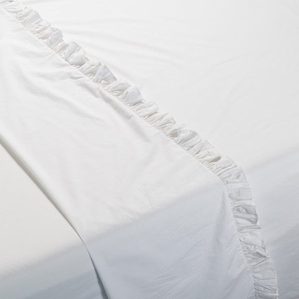 Softwash Cotton Ruffle White Flat Sheet - Vintage Carousel 1