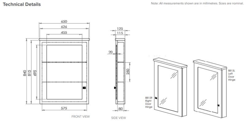 Madison Mirror Cabinet (1 Door) - Right Hand Hinge in Sandy Oak - DEMO STOCK Carousel 4