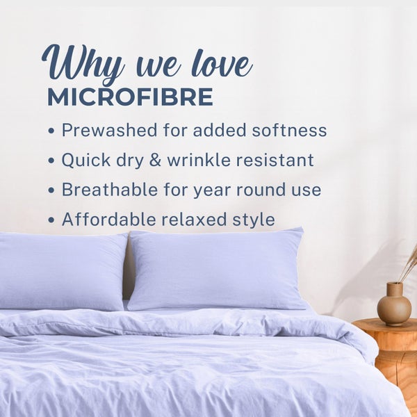 Dreamaker Washed Microfibre Duvet Cover Set Lilac Super King Bed Carousel 2