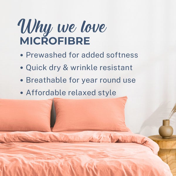 Dreamaker Washed Microfibre Duvet Cover Set Pink Clay Queen Bed Carousel 2